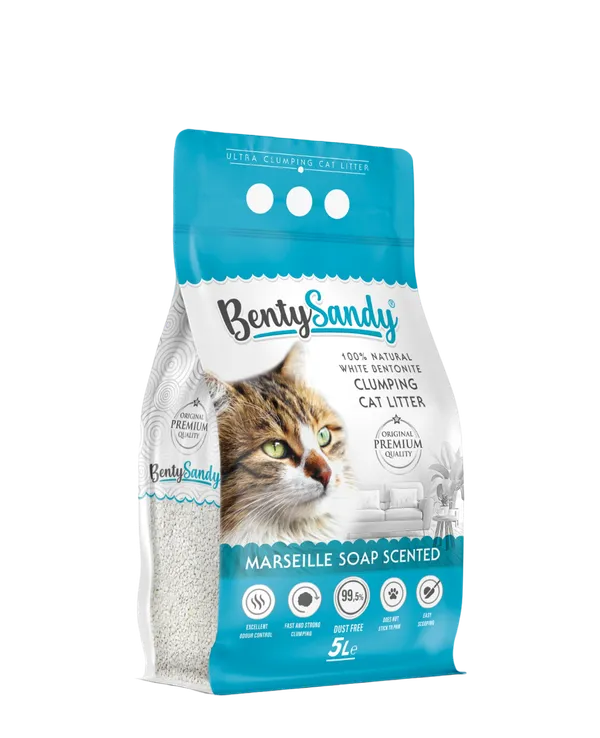 Arena para gatos Bentysandy Ultra absorbente y Ultra aglomerante 100% bentonita con aroma 5L/4.35Kg